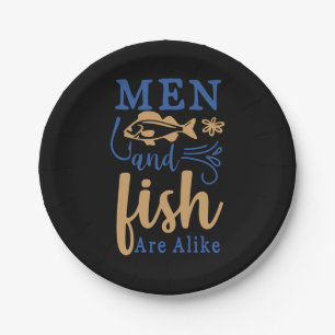 Fishing Art Men And Fish Are A Like Paper Plate