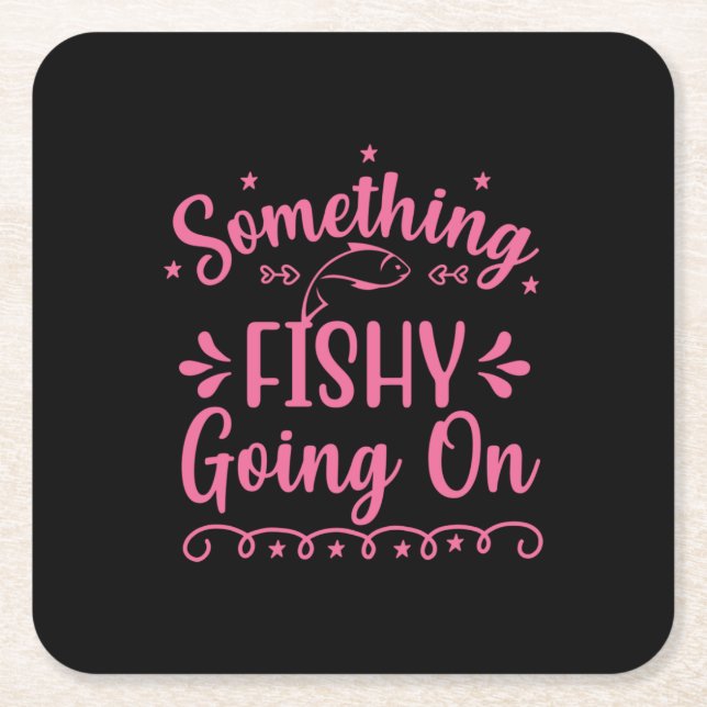 Fishing Art Something Fish Going On Square Paper Coaster (Front)