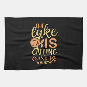 Fishing Art The Lake Is Calling and I Must Go Tea Towel