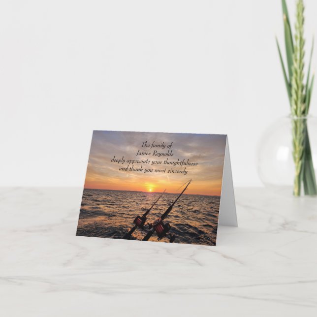 Fishing At Sunrise Sympathy Thank You  Card (Front)