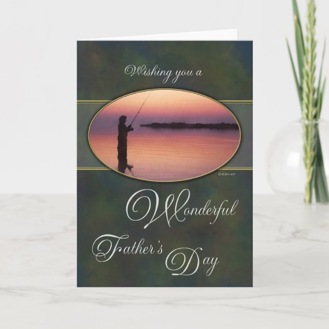 Fishing at Sunset Father's Day Card (Front)