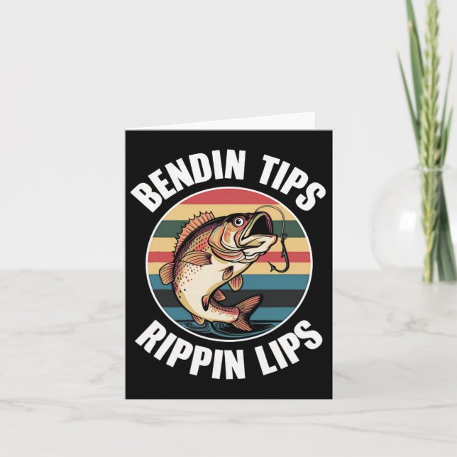 Fishing B Dad Funny Bending-tips-rippin-lips  Card (Front)