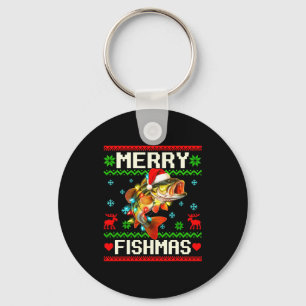 Fishing B Fish Merry Fishmas Fisherman Ugly Christ Key Ring