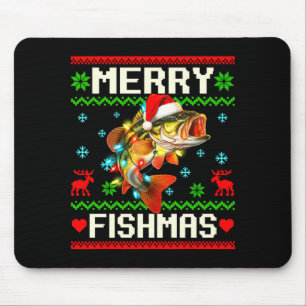 Fishing B Fish Merry Fishmas Fisherman Ugly Christ Mouse Pad