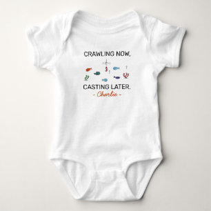 Fishing Baby Crawling Now Casting Later - Angling Bodysuit