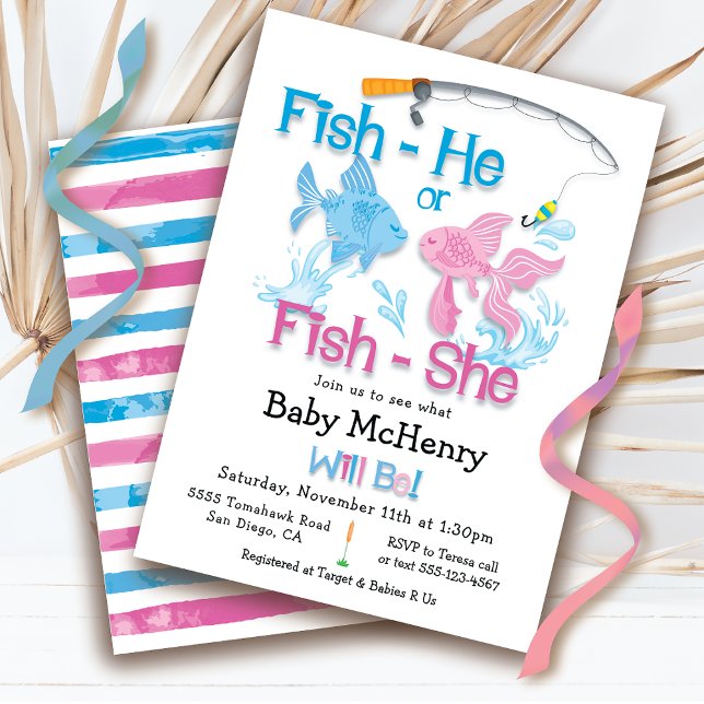 Fishing Baby Reveal Baby Shower Invitation (Creator Uploaded)