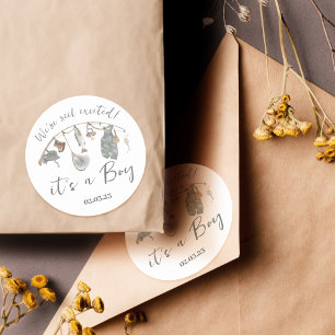 Fishing Baby Shower  Classic Round Sticker