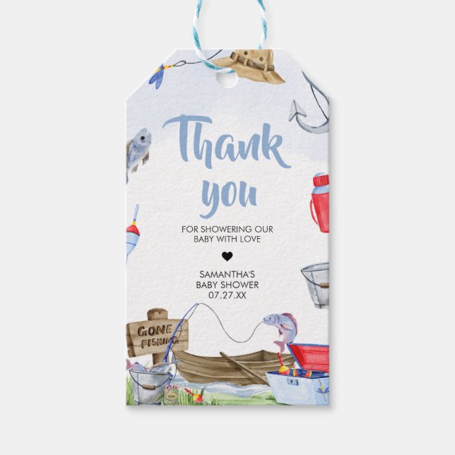 Fishing Baby Shower Favour Tags (Front)