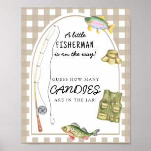 Fishing baby shower - guess how many candies poster