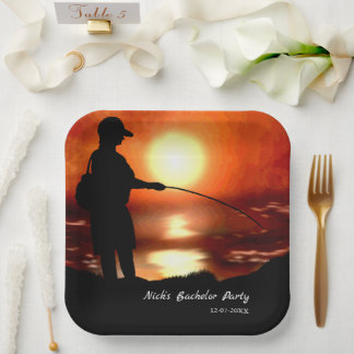 Fishing bachelor party Fishing lover Colourful Paper Plate