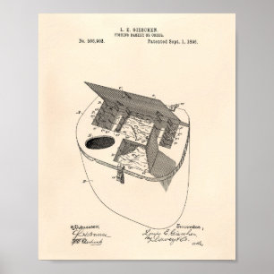 Fishing Basket 1896 Patent Art Old Peper Poster