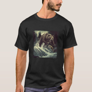 Fishing Bear in Lake Costume for Cool Bears Graphi T-Shirt