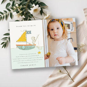 Fishing Bear Photo Sailboat Kids Any Age Birthday Thank You Card