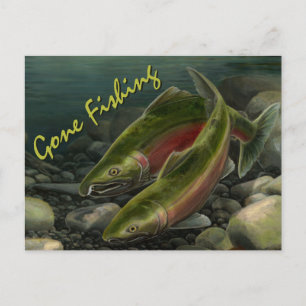 Fishing Bear Postcard Custom Salmon Fish Postcards