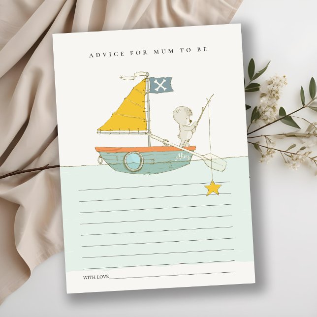 Fishing Bear Sailboat Advice For Mum Baby Shower Enclosure Card (Creator Uploaded)