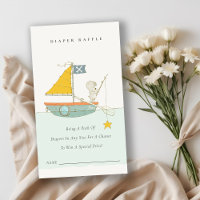 Fishing Bear Sailboat Diaper Raffle Baby Shower