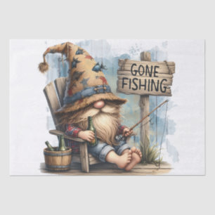 Fishing Beer Drinking Gnome Tissue Paper