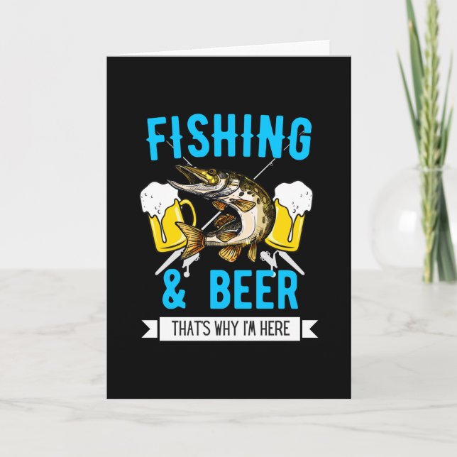 Fishing & Beer Funny Fisherman Angling Design Card (Front)