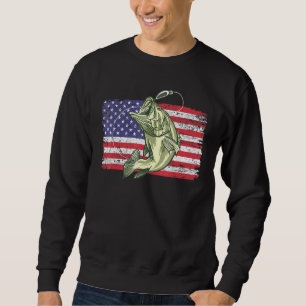 Fishing Big Bass Us American Flag Hooked Bass Fish Sweatshirt