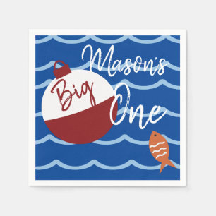 Fishing Big One First Birthday Fish Waves  Napkin
