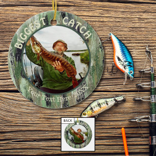 Fishing BIGGEST CATCH Photo Keepsake Ceramic Tree Decoration