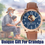 Fishing Birthday Gift for Grandpa Photo Watch<br><div class="desc">Adult Fishing Birthday Party design. Watercolor illustration with bright colours. Click the "customise further" button if you wish to re-arrange and format the style and placement of the text. Matching product can be found in Fishing Birthday Collection. Note: Photos are AI created please exchange with your Photos.</div>