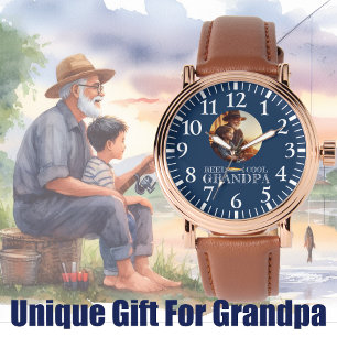 Fishing Birthday Gift for Grandpa Photo Watch