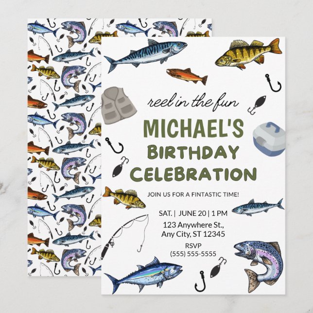 Fishing Birthday Invitation (Front/Back)
