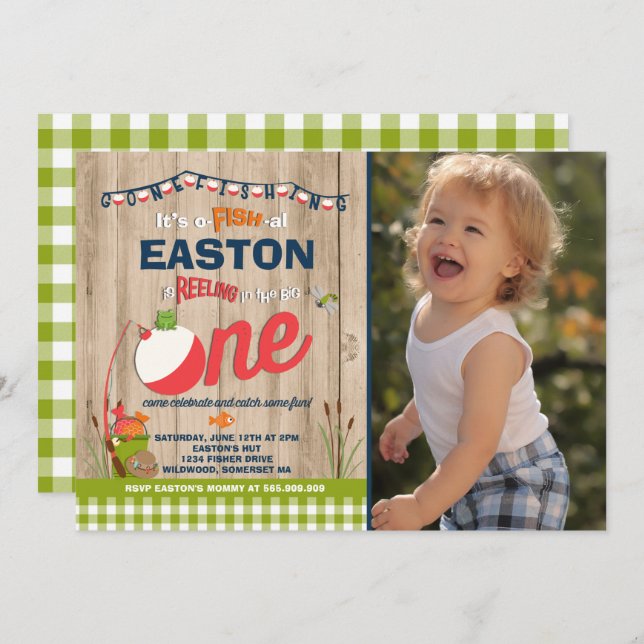 Fishing Birthday Invitation O-Fish-Ally One Party (Front/Back)