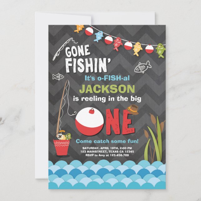 Fishing Birthday Invitation Reeling The big one (Front)