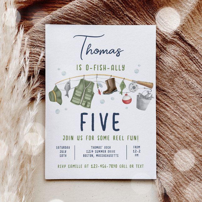  Fishing Birthday O-Fish-Ally The Big One Birthday Invitation (Creator Uploaded)