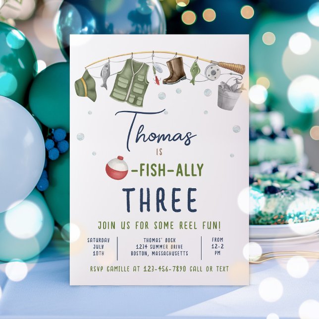  Fishing Birthday Party Boy O-Fish-Ally Birthday  Invitation (Creator Uploaded)