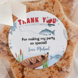 Fishing Birthday Party Classic Round Sticker