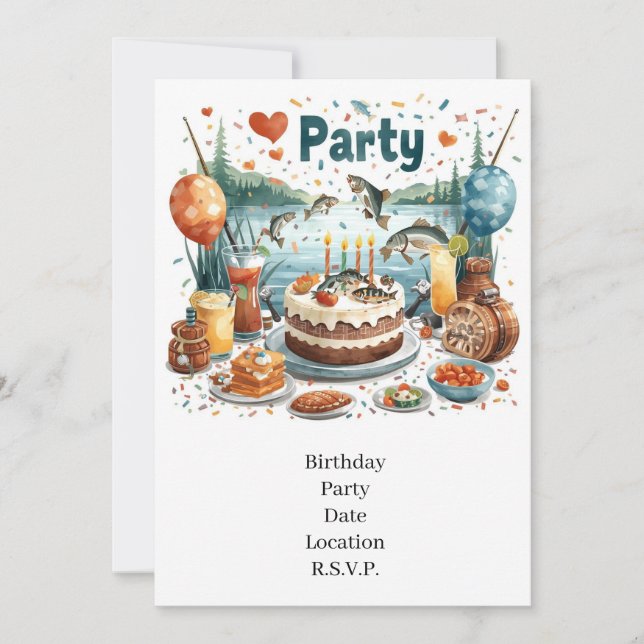 Fishing Birthday Party  Invitation (Front)