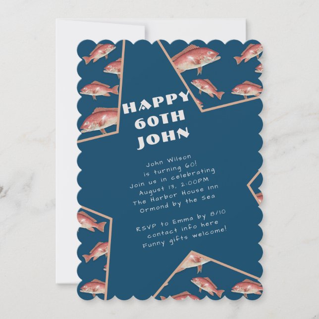 Fishing Birthday Party Red Snapper Invitation (Front)