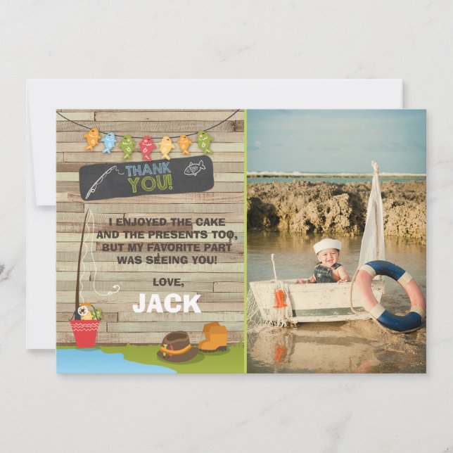 Fishing Birthday Thank You Card Fishing party (Front)