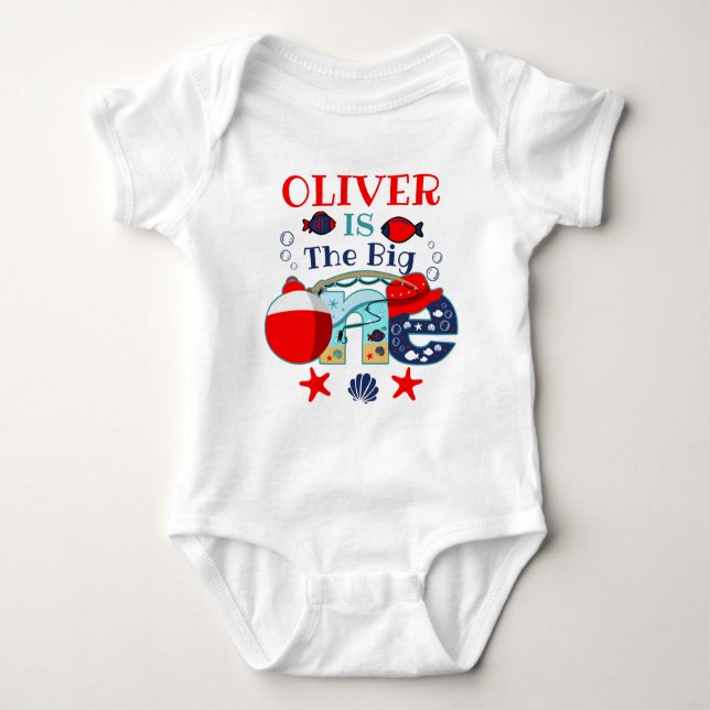 fishing birthday The Big ONE | O-fish-ally One Baby Bodysuit (Front)