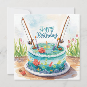 Fishing birthday themed hooked on fun card