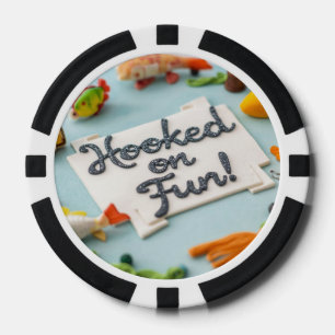 Fishing birthday themed hooked on fun poker chips
