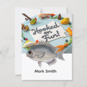 Fishing birthday themed hooked on fun  postcard