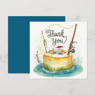 Fishing birthday themed hooked on fun  thank you card
