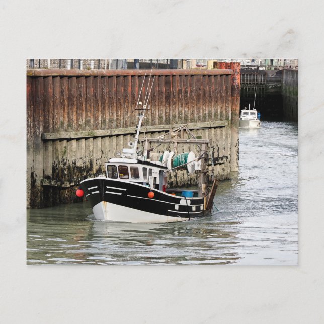 Fishing boat at Le Tréport in France Holiday Postcard (Front)