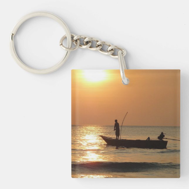 Fishing Boat at Sunset Key Ring (Front)