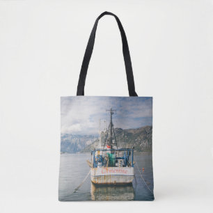 Fishing Boat at the Picturesque Bay Tote Bag