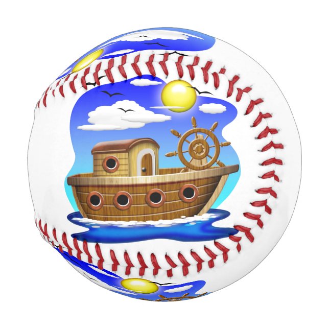 Fishing Boat Cartoon  Baseball (Front Right)