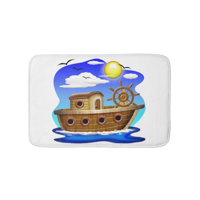 Fishing Boat Cartoon  Bath Mat (Front)