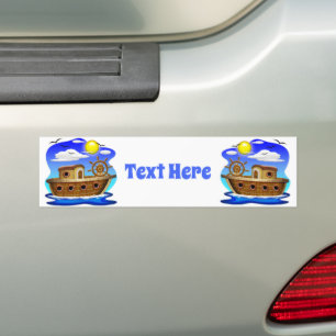 Fishing Boat Cartoon  Bumper Sticker