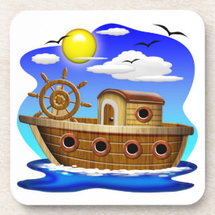 Fishing Boat Cartoon Coaster