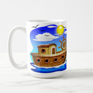 Fishing Boat Cartoon Coffee Mug