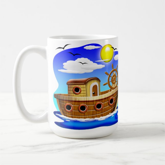 Fishing Boat Cartoon  Coffee Mug (Left)
